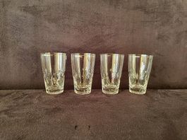 4 geschliffene Vintage Trinkgläser mit Federschliff