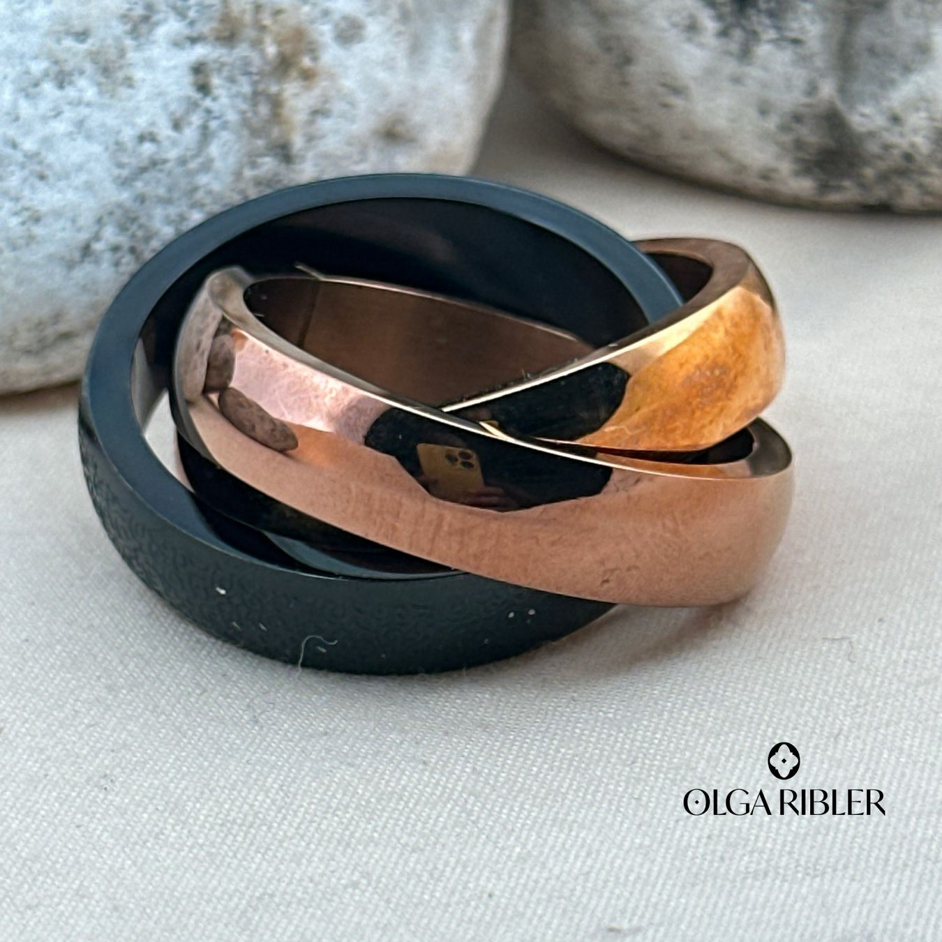 Olga Ribler Ringe: Edelstahl 3 in 1 Ring 3color Ringgrösse 60 – Neu (gemäss Beschreibung) aus Luzern von Schmuckoutlet