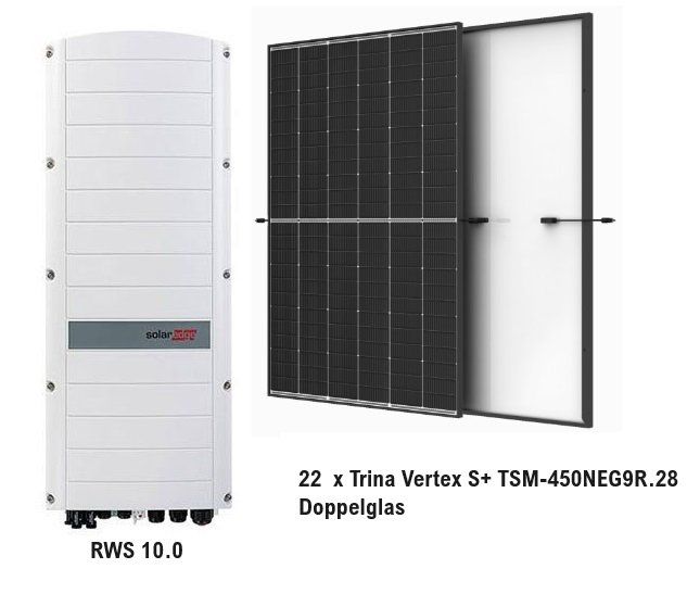 SolarEdge SE10K-RWS mit 22 Modulen von Trina Solar 450 Wp (Gebraucht ...