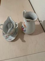 MZ Czechoslovakia Porzellan Sauciere  & Krug mit Blumenmuste