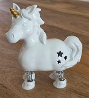 Spardose Einhorn Keramik mit Federn 