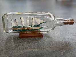 Schiff in Flasche Holzmodell, Segelschiff Flasche vintage