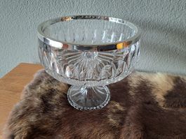 Glasschale mit verchromten Metallrand, Vintage