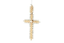 Kreuz Anhänger Naturperlen 14K Gelbgold *S1970