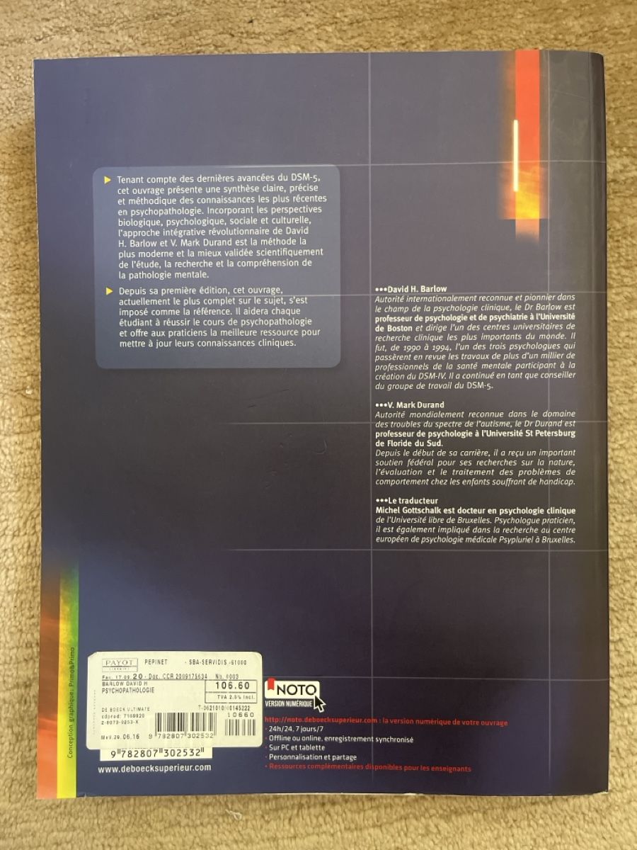 Libri: Psychopathologie une approche intégrative, Barlow – Usato da Cavigliano venduto da ann_y8nx 1