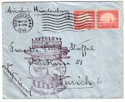 Zeppelinpost - 1. Flug Lakehurst - Frankfurt 1936