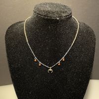 wie NEU: Halskette Choker Boho mit Mond kurz 30.5-38.5cm