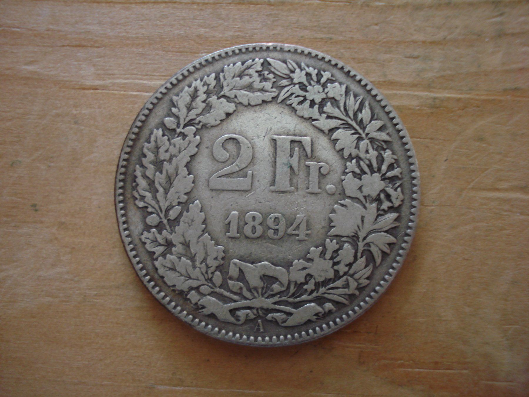 Alle Münzen: (N4) 2 Franken 1894 – Gebraucht aus Erlach von Net-Coins