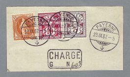 1887, BRIEFTEIL MISCHFRANK.  ST. HELVETIA - ZIFFER 0 PAYERNE