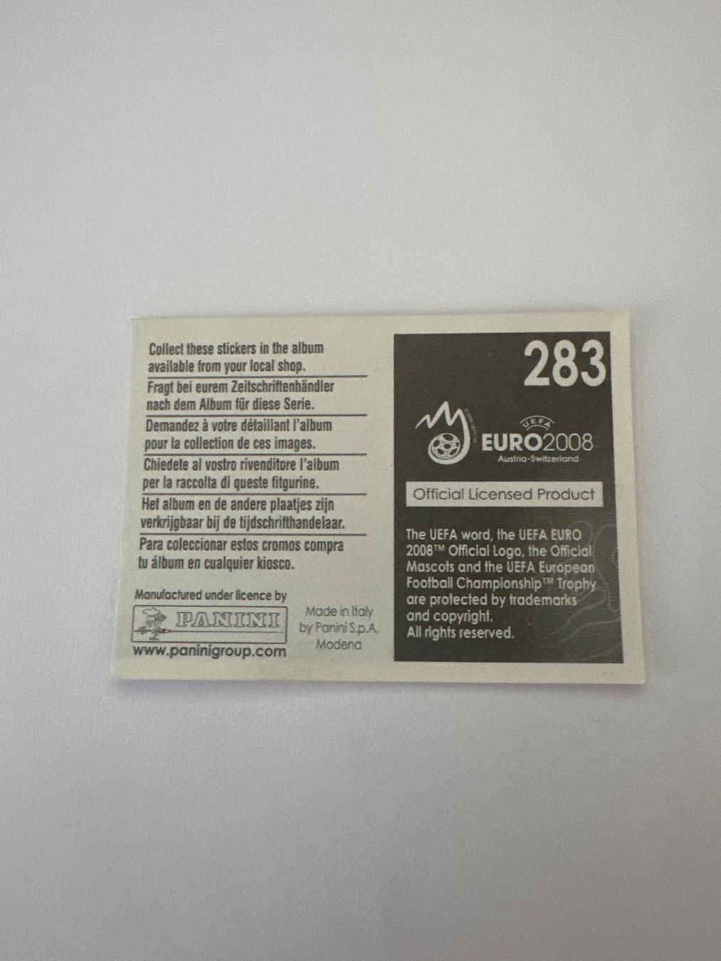 Panini Cartes à collectionner: Panini UEFA EM 2008 Sticker - Nr. 283 – D'occasion à Sulz AG par DealWerk 1
