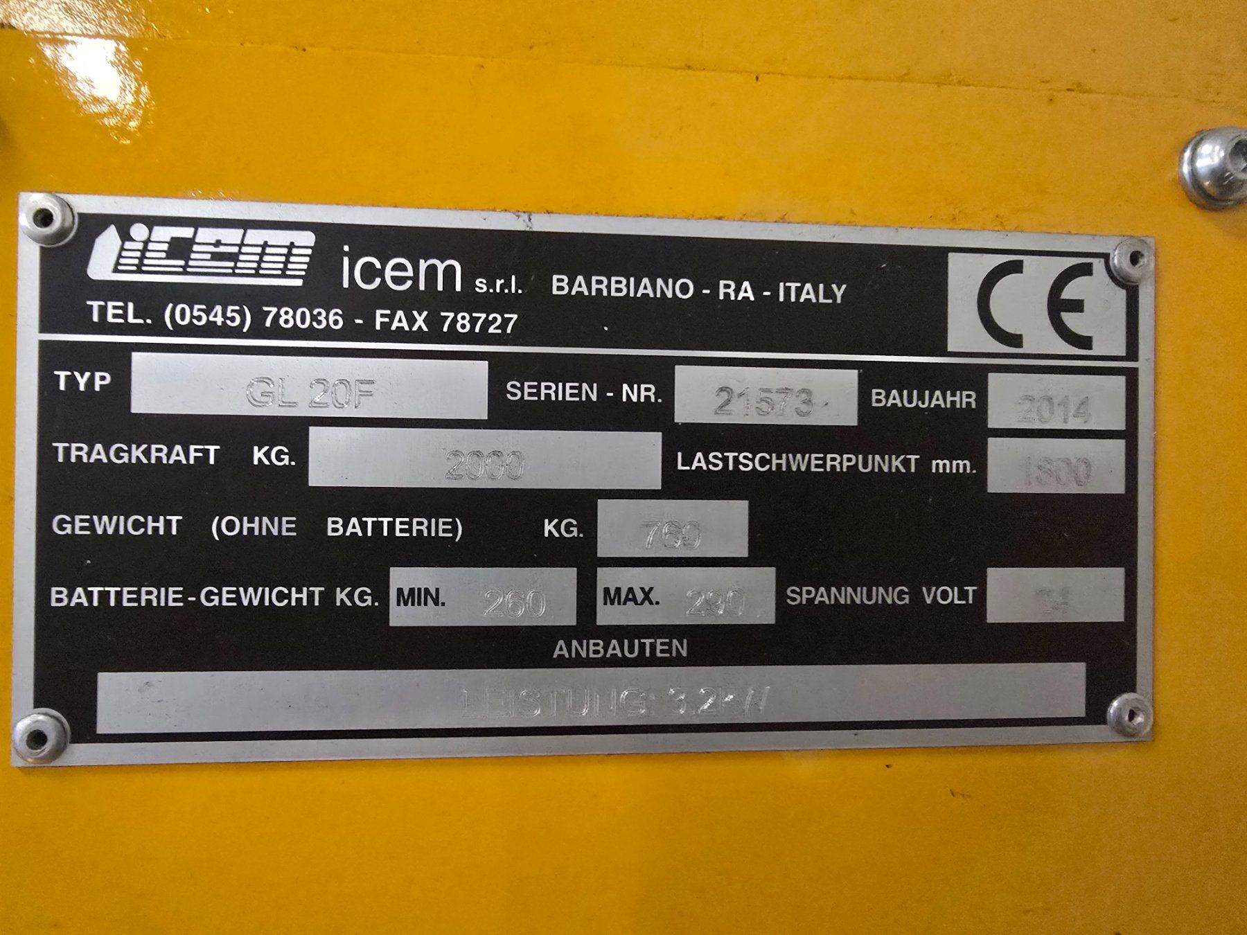 Gabelstapler & Hubwagen: Stapler ICEM GL20F Gabellänge 360cm Hub 12cm – Gebraucht aus Amriswil von basstempel 3
