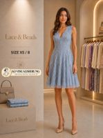 Lace & Beads Kleid mit Perlenstickerei – Gr. XS