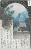 Joyeux Noel - Kirche im Schnee - Glimmer-Litho