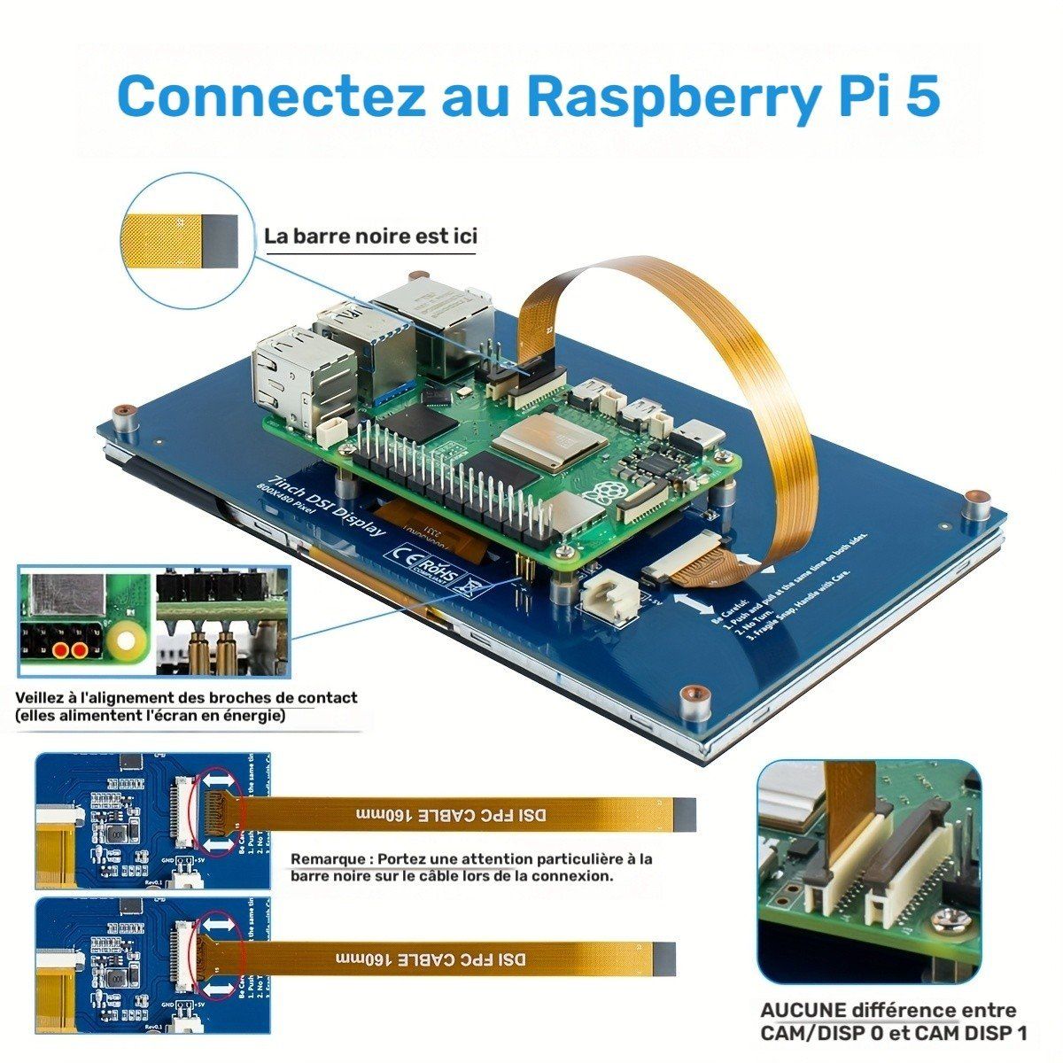 Monitore: Touchscreen 7 Zoll Display Raspberry Pi IPS DSI Bildschirm – Neu und originalverpackt aus Genève von Lotus-18 5