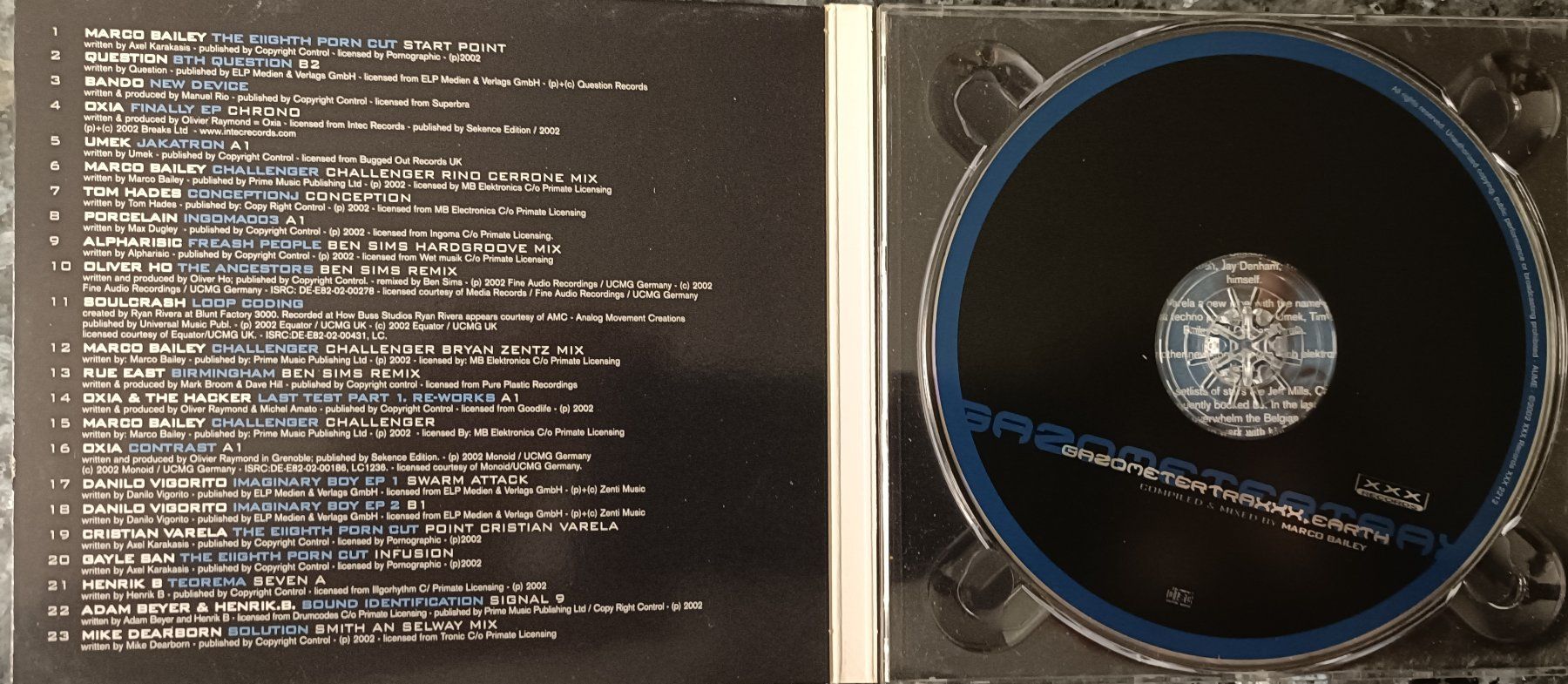 CD: Gazometer Traxxx Earth Compilation Marco Bailey – Usato da Interlaken venduto da M.Sturm 2
