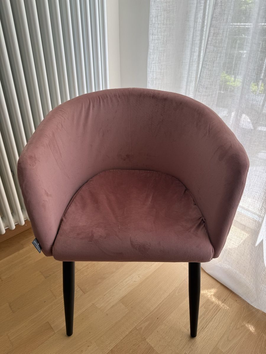 Poltrone: Retro-Chic: Sessel / Esszimmerstuhl in Altrosa Samt – Usato da Zürich venduto da voj_r78b 1