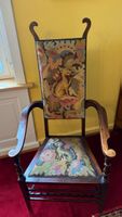 Historismus Sessel mit handgesticktem Gobelin-Stofg