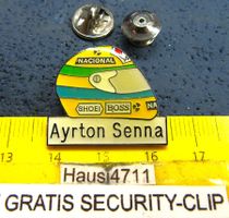 AYRTON SENNA FORMEL1 RACING HELM PIN MIT SECURITY-CLIP