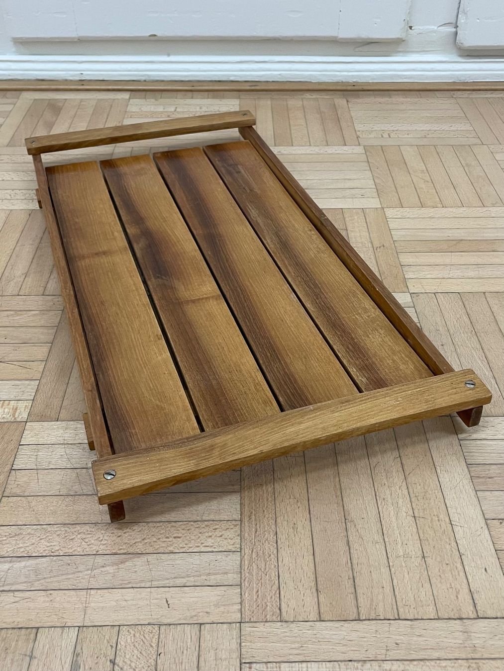 Piatti di portata: Vintage Holztablett gradlinig Serviertablett Latten Tablett – Usato da Zürich venduto da Vintagewiesel