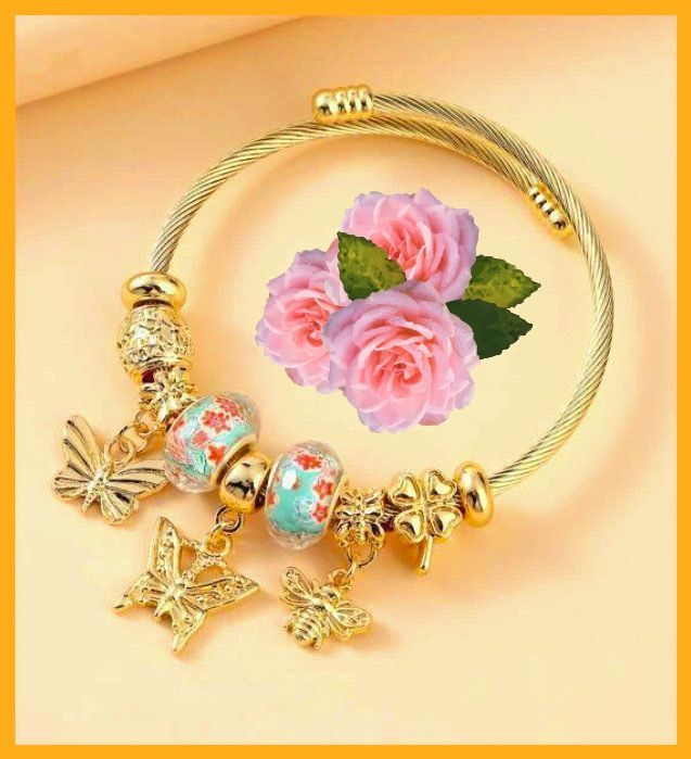 Bracciali & Braccialetti: Wunderschöner Armreif mit Beads Schmetterlinge – Nuovo e nell'imballaggio originale da Berg TG venduto da magginello
