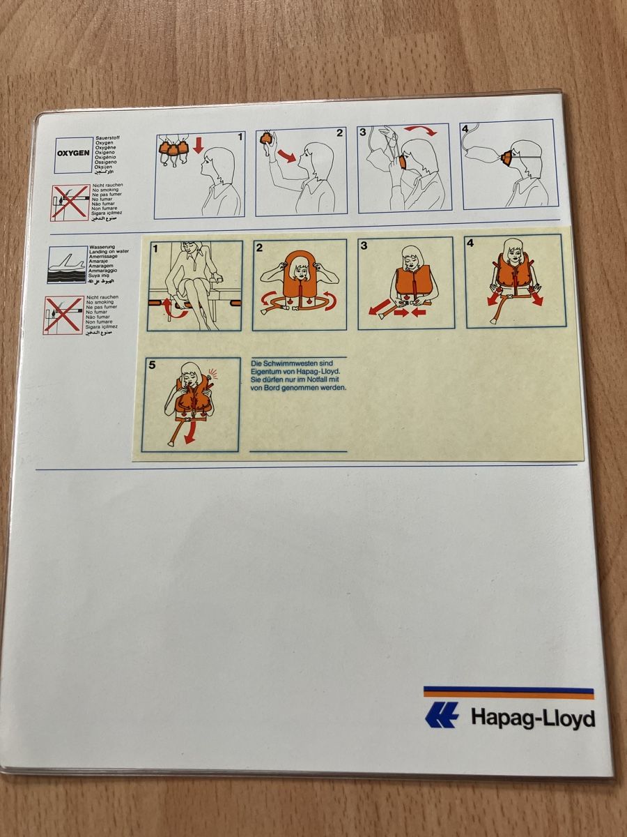 Documenti: Hapag- Lloyd A 310 Safety card – Usato da Zürich venduto da Classic_Collection_Zurich 2