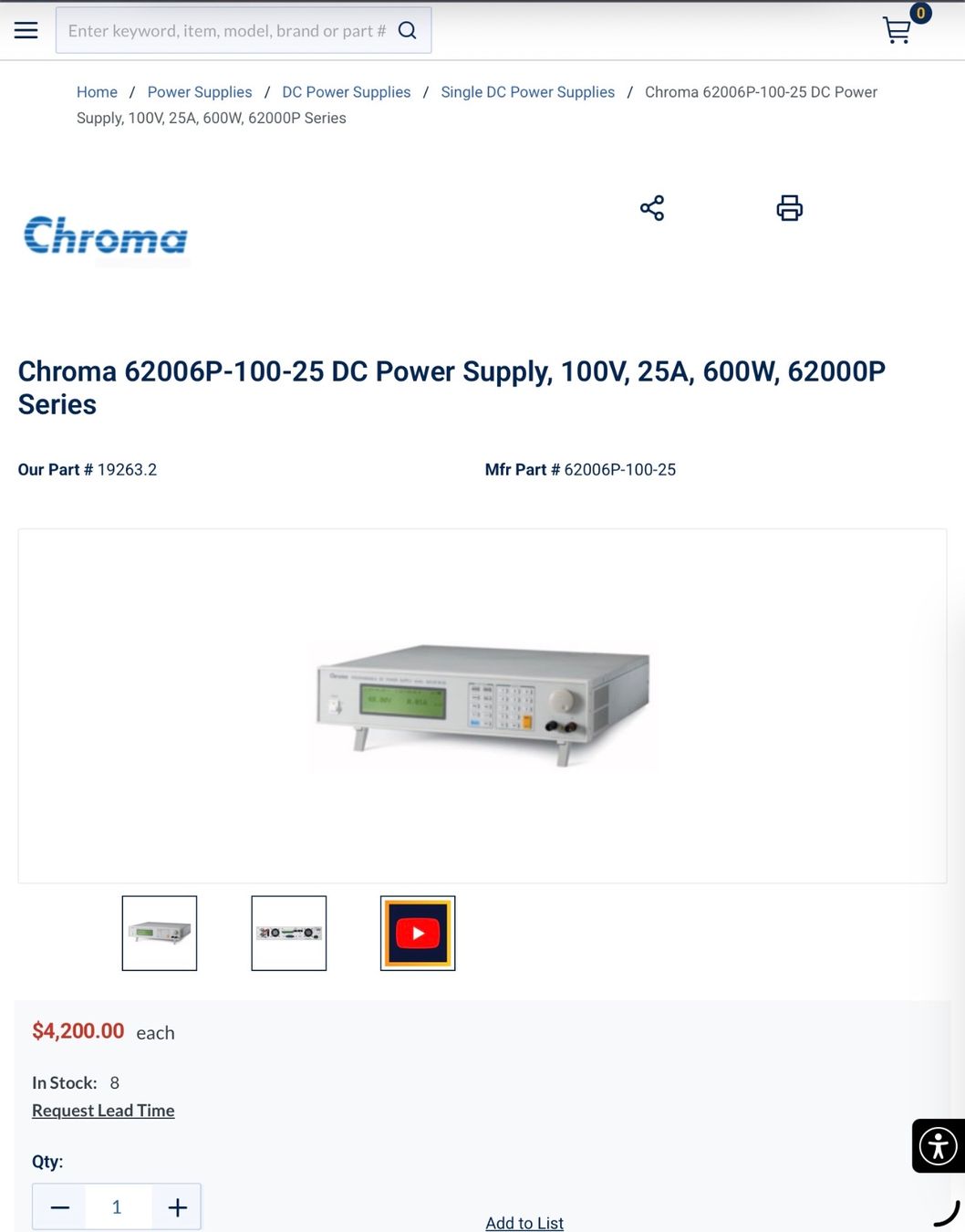Misurare: Programmierbares DC-Netzgerät Chroma 62006P-100-25 – Usato da Dielsdorf venduto da ohmalesis 9