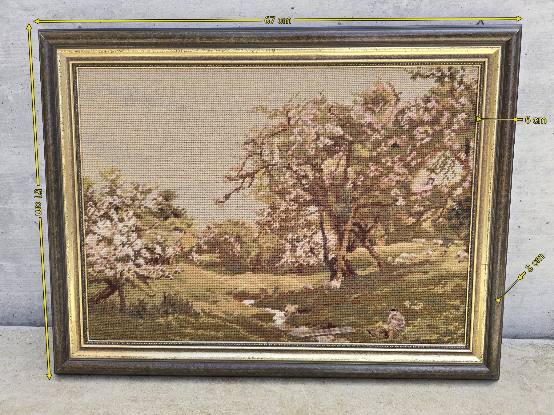Foto & Immagini: Gobelin Stickbild Wandbild Landschaft mit Goldrahmen – Usato da Zofingen venduto da Loop_ReSale 1