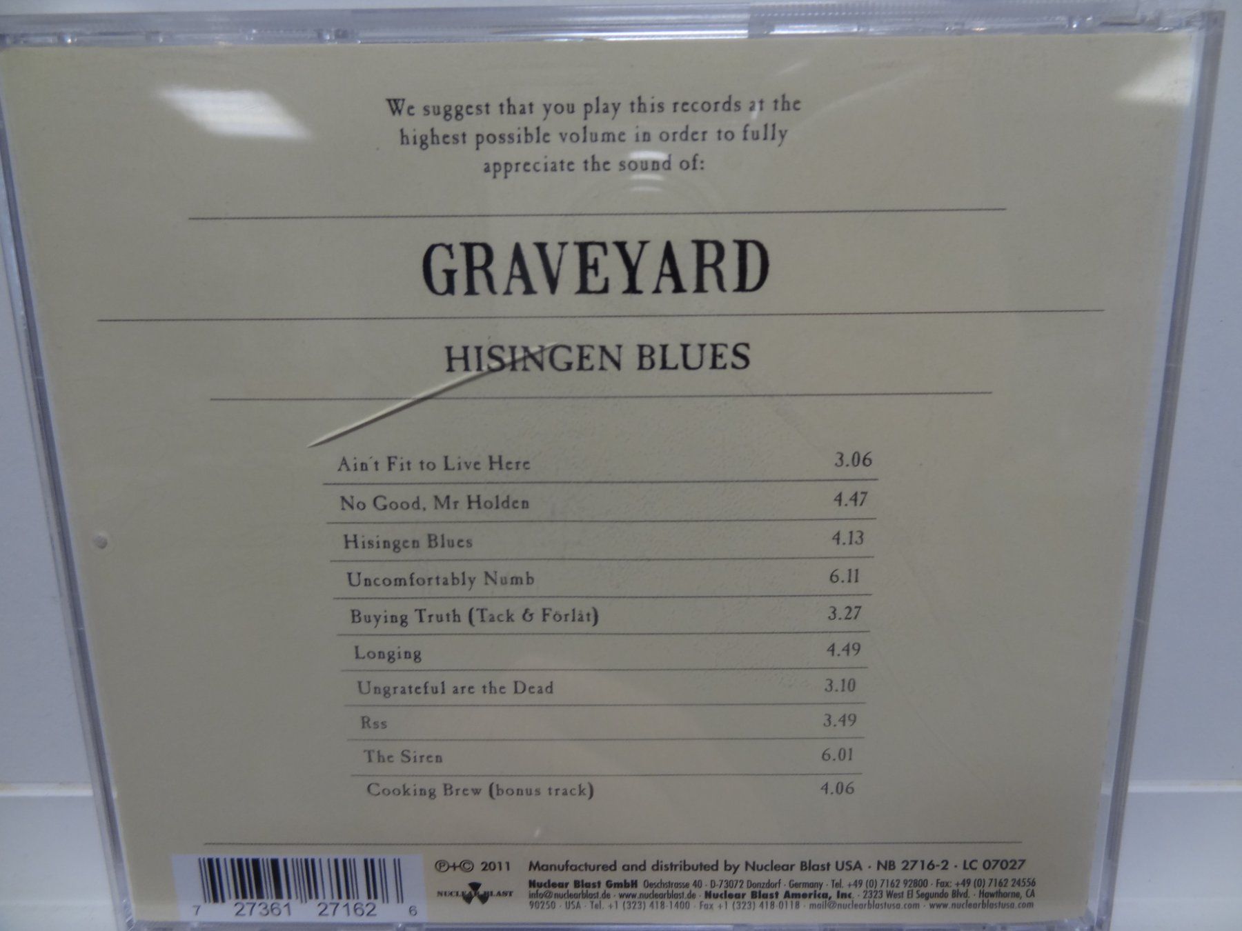 CD: Graveyard - Hisingen Blues - CD – Usato da luzern venduto da musicandart 1