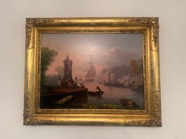 Ölgemälde Hafenlandschaft Chevalier gebraucht gerahmt