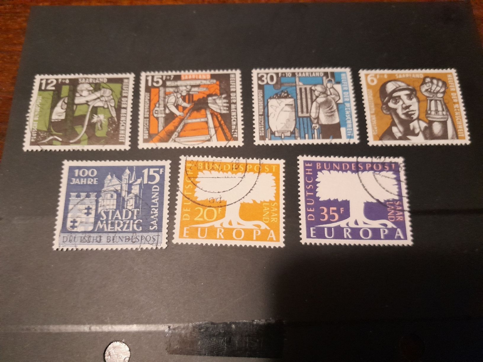 Alle Briefmarken: Sarre 7 timbres 1957 – Gebraucht aus Marly von globetrotter1723