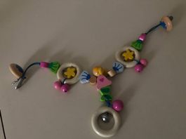 Holz-Kinderwagenkette mit Clip, Top Zustand