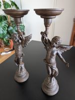 Zwei Metall‑Kerzenständer mit Engelfigur (Paar - 40 cm)