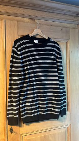 Zara Herren Strickpullover, Grösse M, Dunkelblau/Weiss