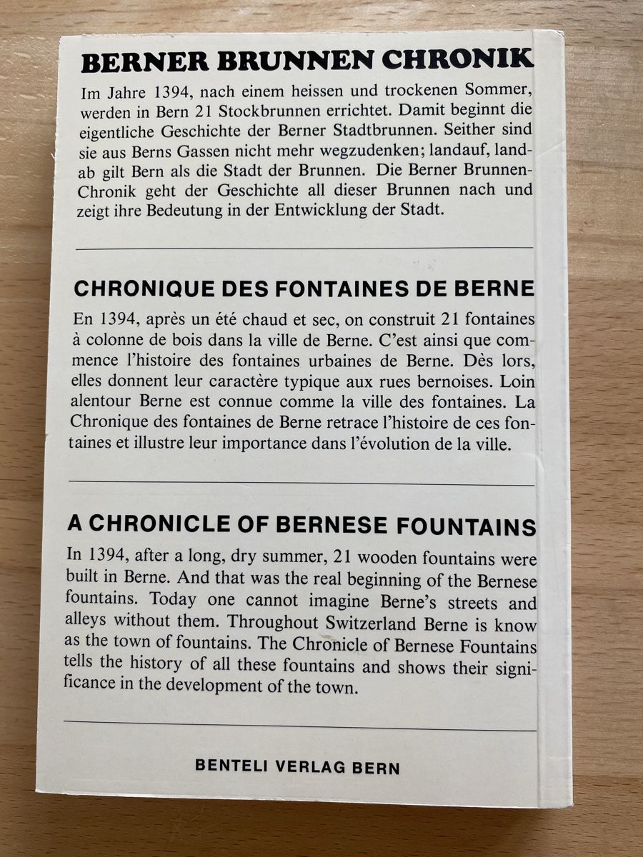 Libri: Berner Brunnen Chronik – Usato da Schwarzenburg venduto da Michellu 1