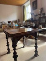 Antique side table dark wood square acceptable