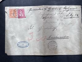 Sitzende Helvetia Nr. 32 + 38 sur Lettre Obl. OBERRIEDEN