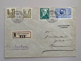 Eingeschriebener Brief Jubilè Timbrologie Lausanne 1938