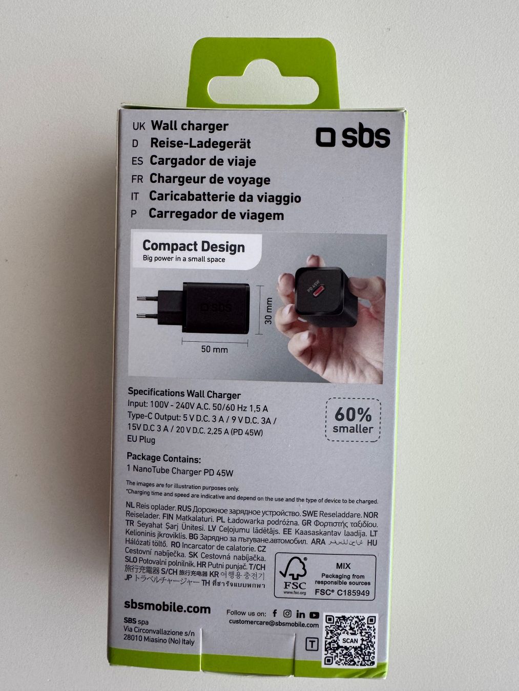 Caricabatterie: SBS NanoTube charger USB-C 45W – Nuovo e nell'imballaggio originale da St-Gingolph venduto da GoldenKeys 2