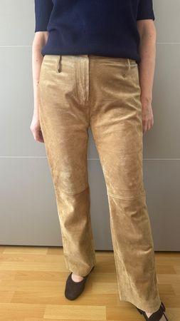 Pantalon en cuir suédé Tracey couleur camel taille 40