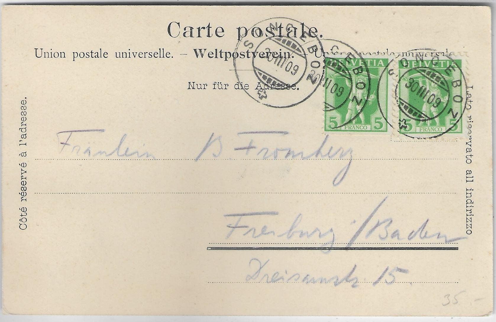 Cartoline postali: Sonceboz - Vue generale – Usato da Ettingen venduto da Kartenplanet 1