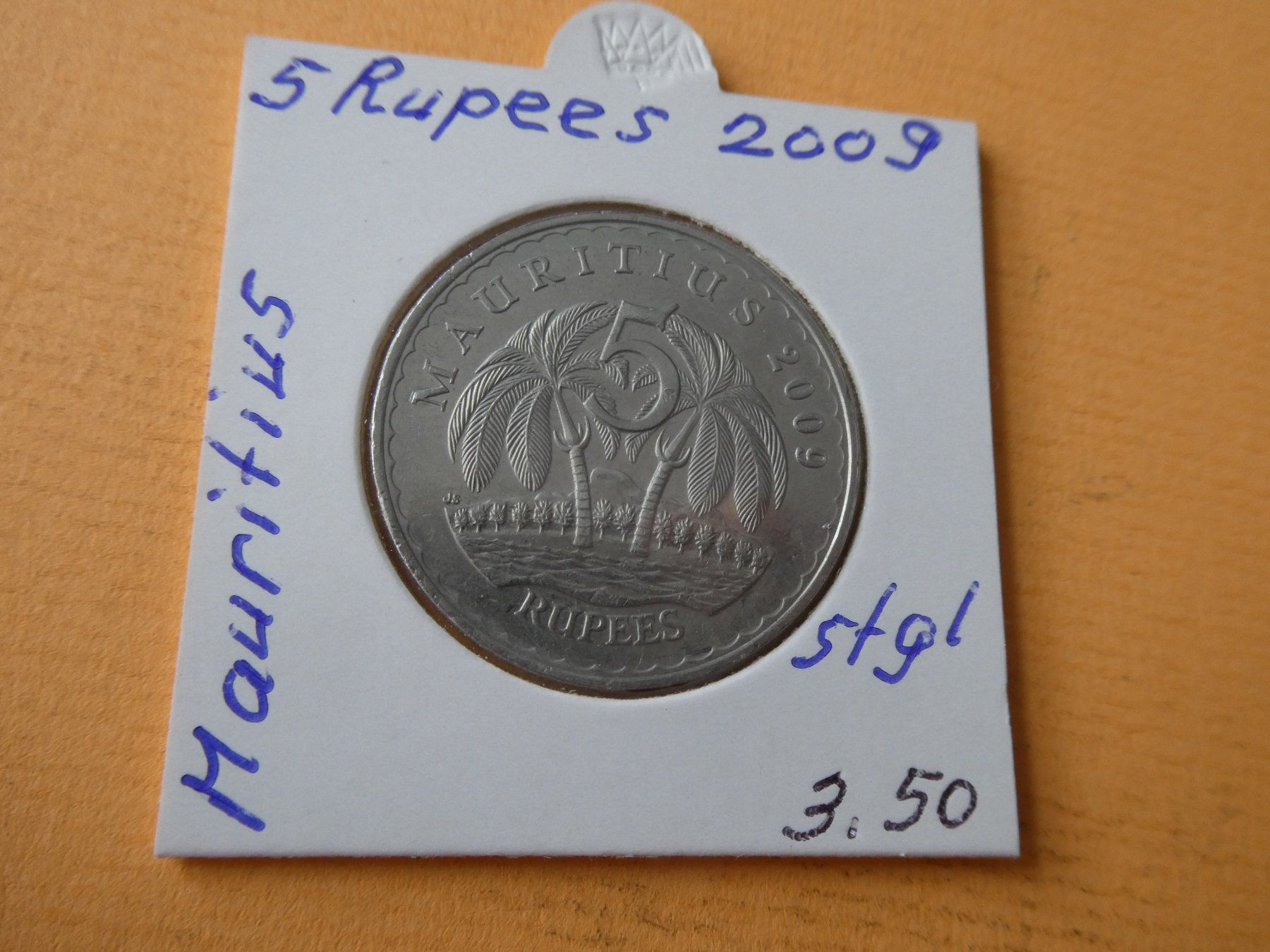 Alle Münzen: Mauritius 2009, 5 Rupees    stgl – Gebraucht aus Hinterforst von Rohusri