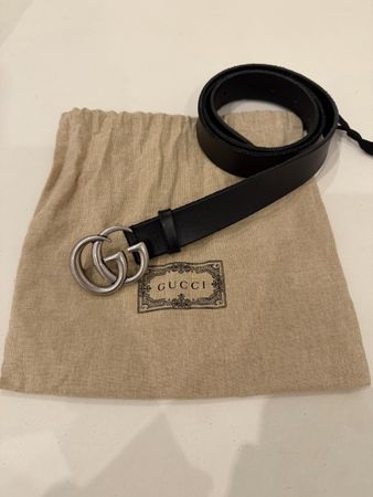 Neu Gucci Marmont Gürtel Herren Größe 95 Schwarz Leder