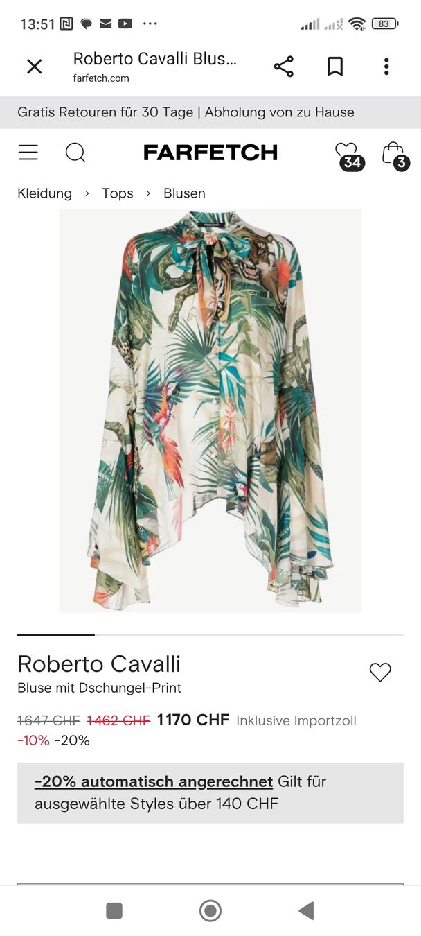 Roberto Cavalli Camicette: Roberto Cavalli Luxus Bluse NP CHF 1647 – Nuovo (secondo la descrizione) da Murg venduto da mar_bkc8 5