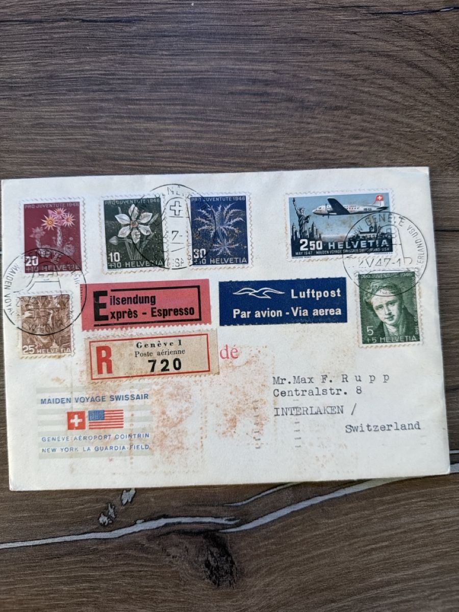 Tutti i francobolli: Briefumschlag mit Schweizer Stempeln und Briefmarken 1947 – Usato da Allschwil venduto da mel_8fhf