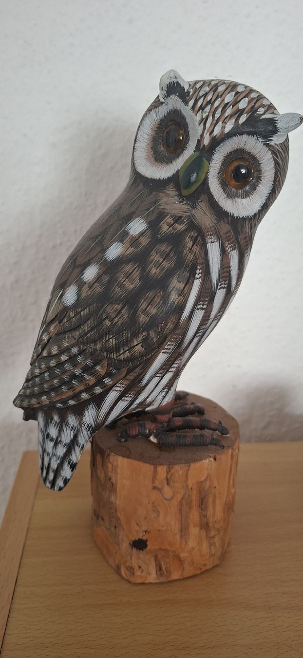 Statuette: Holzfigur Eule handgeschnitzt  – Usato da Riehen venduto da Steinbock1970