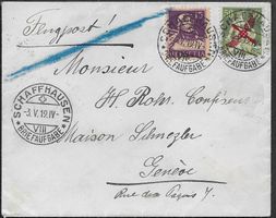 1919 BRIEF SCHAFFHAUSEN - GENF F2+Tell 128 hochwertig ab 1.-