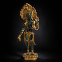 Grüne Tara 48cm Bronze feuervergoldet Aventurin & Edelsteine