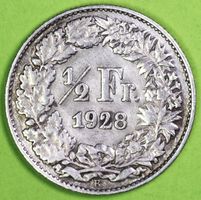1928 / FR. 0.50 - MÜNZE, natürlich noch in SILBER