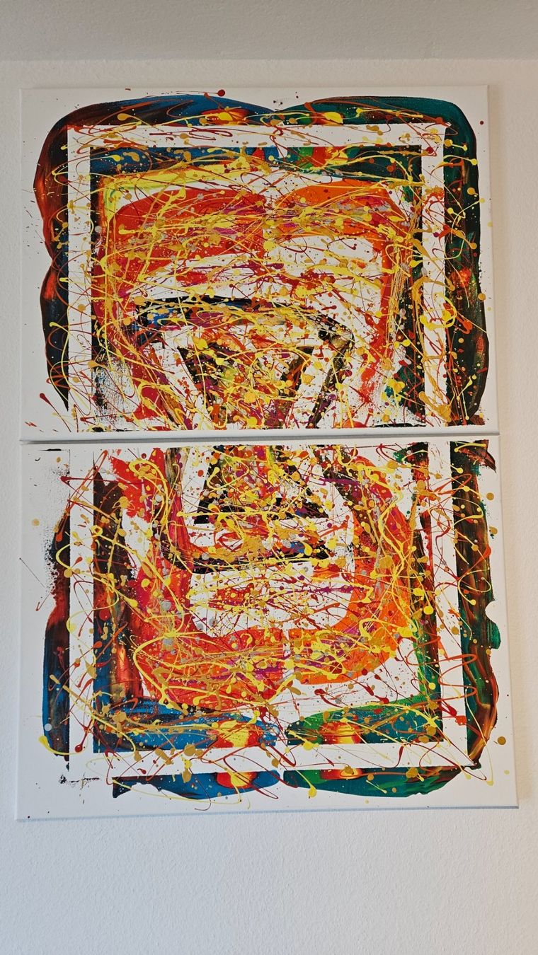 Gemälde: Tableau abstrait moderne, unique, fait main, multicolore – Neu (gemäss Beschreibung) aus Le Locle von fab_c9hh
