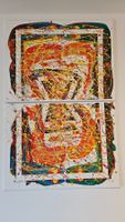 Tableau abstrait moderne, unique, fait main, multicolore